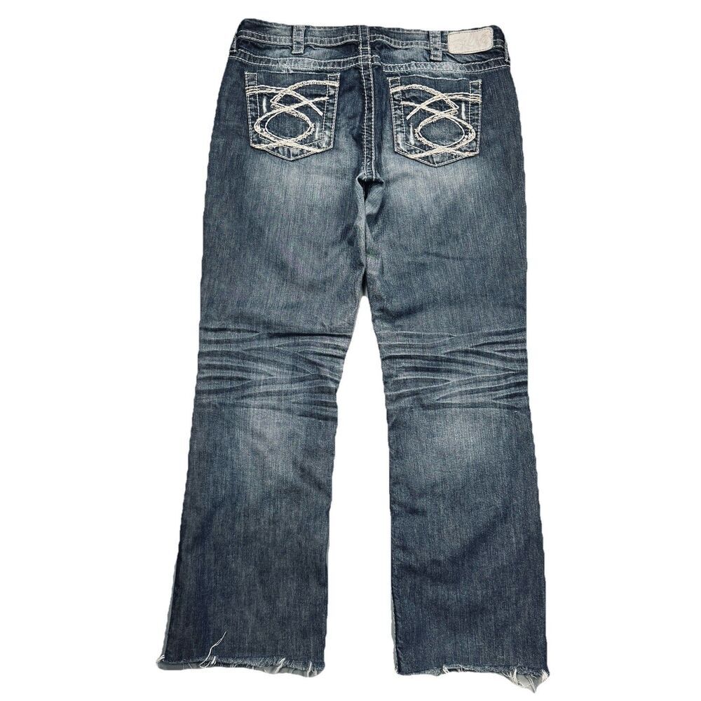 Silver Jeans Lola 17” Straight 32 (34x29) Altered Blue Distressed Denim Womens - Picture 2 of 11